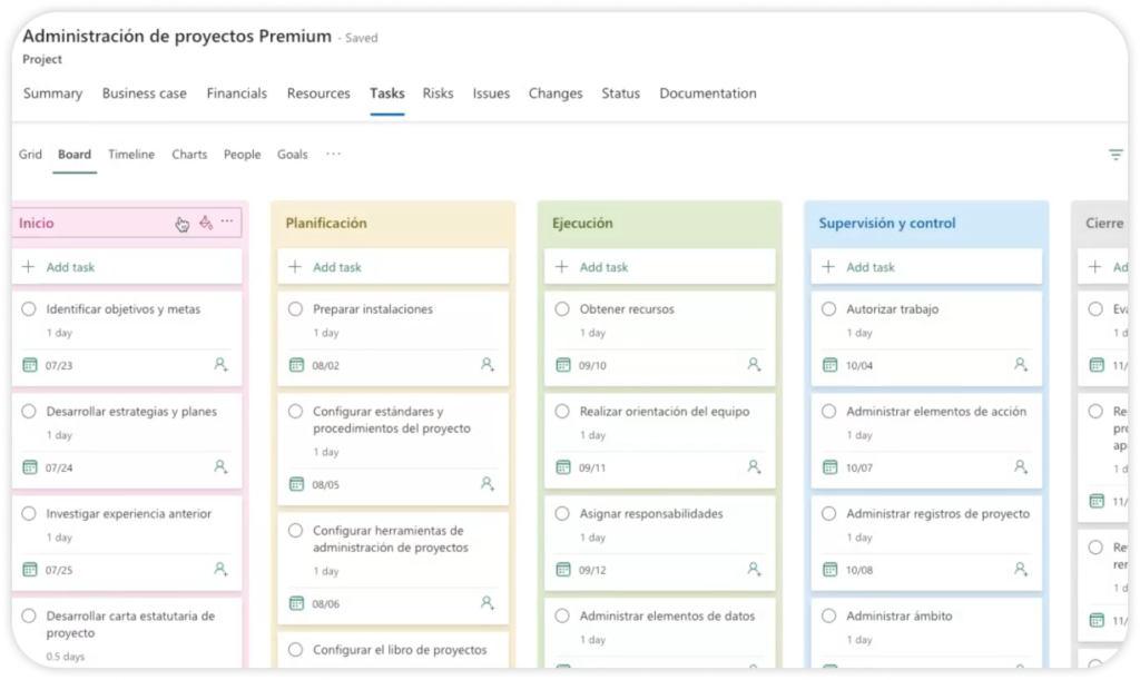 Conclusión interfaz de tareas en Microsoft Planner