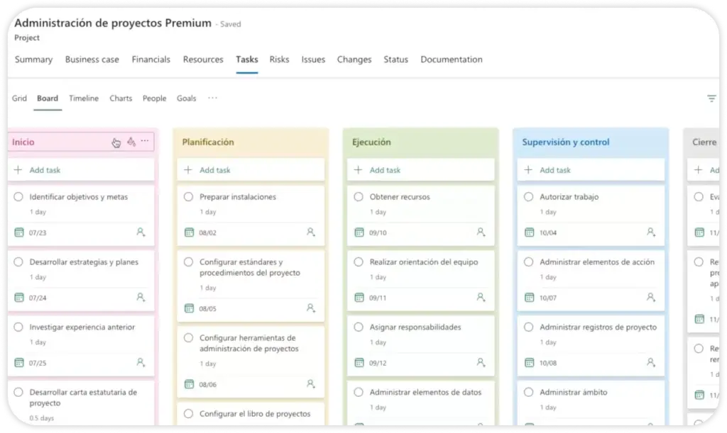 Conclusión interfaz de tareas en Microsoft Planner