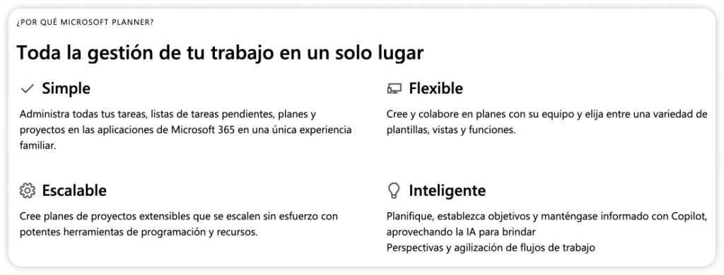 Imagen que destaca los beneficios de Planner